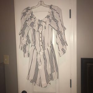 Striped off the shoulder romper...NEVER been worn!